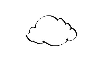A simple black line drawing of a cloud isolated on a white background, suitable for design elements or icons
