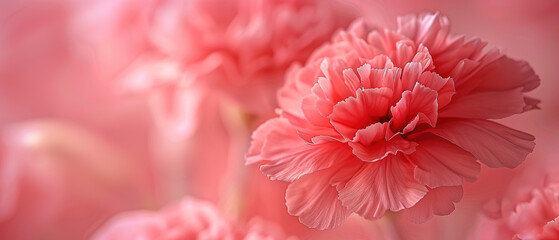 A few carnations, close-up shots, with empty copy space