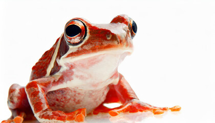 frog closeup on white - obrazy, fototapety, plakaty