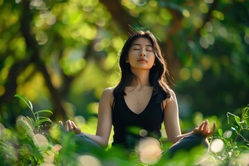 Asian woman finds solace in meditation