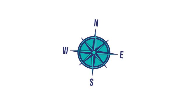 points of the compass icon animation video for nautical element set, isolated marine sign motion graphic design