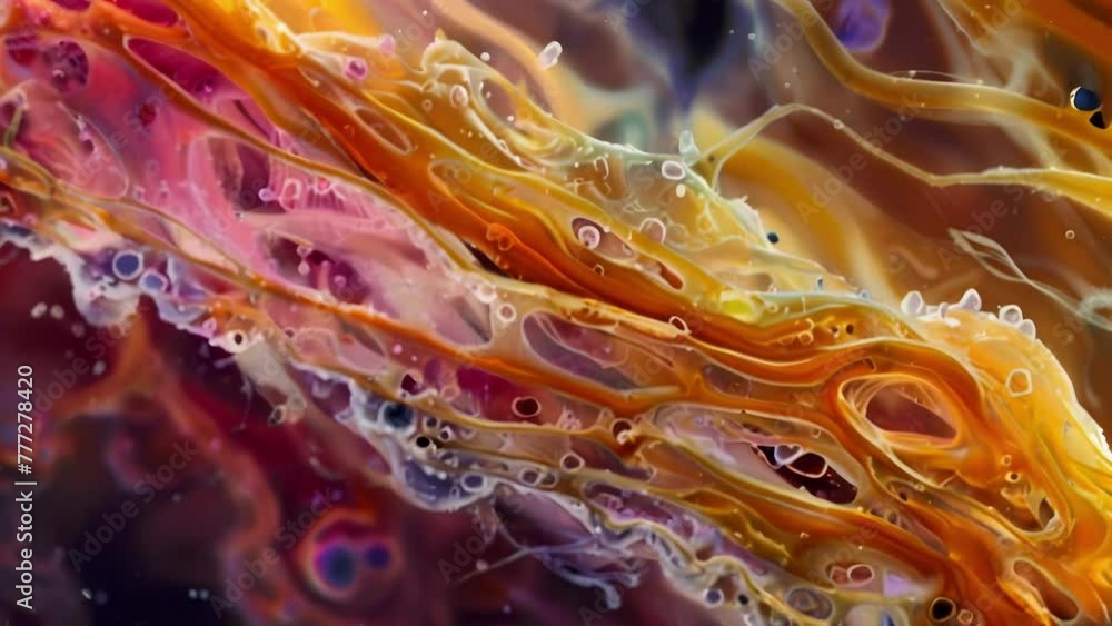 Poster a closeup view of the intricate muscle fibers and tissue layers that make up the inner structure of 