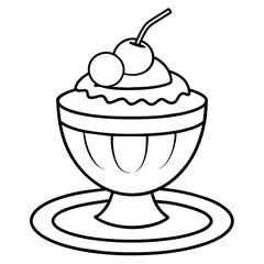 ice cream bowl with cherry on top - Vector Illustration