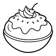 fruit bowl line art - Vector Illustration