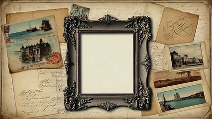 White Frame with Vintage Postcards Border