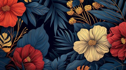 A backdrop with various color of floral oil art illustration on a clean backdrop, Generative AI.