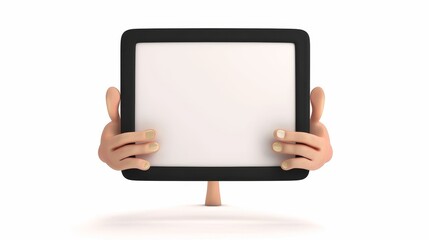 A cartoon of flexible, tangled hands holding a blank graphic pad. Business clip art isolated on white.