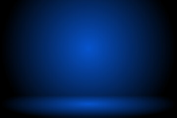 Studio background in blue gradient color,Smooth blur background like in a room with spot lights shining on the floor or on the stage,Vector illustration	
