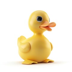 A 3D color toy duck isolated on white background