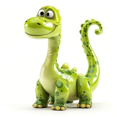Fototapeta premium A 3D toy cute dinosaur isolated on white background ai generative