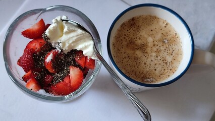 dessert with strawberries