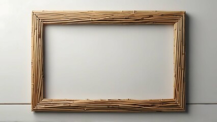 White Frame with Woven Rattan Border