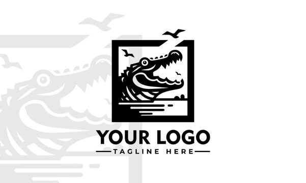 Vector vintage crocodile logo vector stylish reptile design for strong business identity