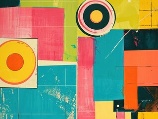 Retro 1960s goal setting chart with vibrant pop art graphics bold color blocks