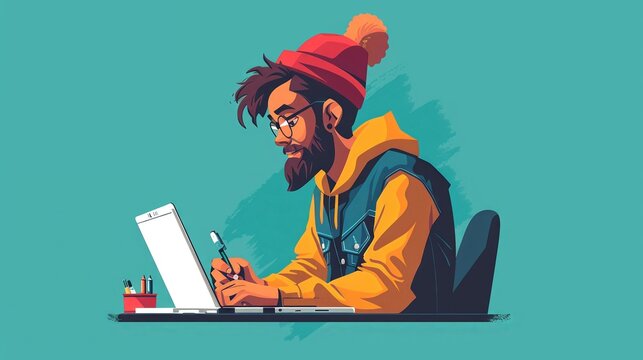 graphic designer with working on a digital