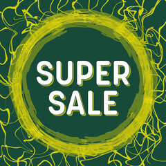 Super Sale Green Yellow Circle Abstract Texture Text 