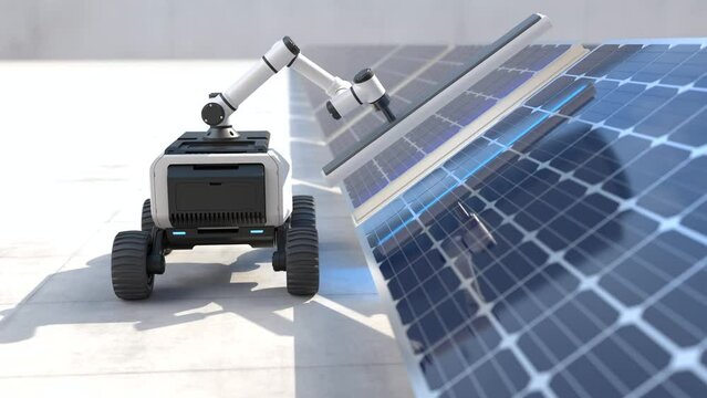 Robot clean solar panels, Automatic robot cleaning solar cell