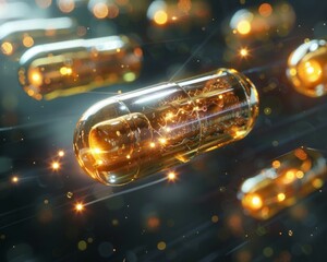 Gold and silver nanotechnology being used in medicine, showcasing futuristic healthcare
