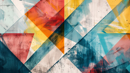 Background image in geometric painting style, colorful, brush texture