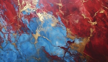 Gold, red, and blue marble background