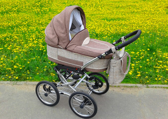 Stroller for a newborn baby on the street