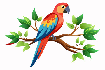  branch darbari avec un jolly   perroquet sur fond blanc