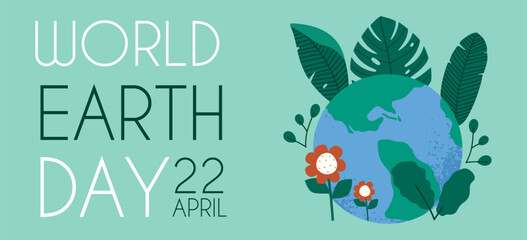 World Earth Day concept background. Festive poster, 22 April.