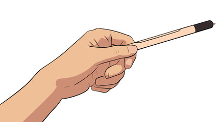 A hand holding a pencil hand drawn vector illustrat