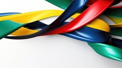 abstract background with Olympic ribbons of blue, black, red, yellow, green colors on a white background, Olympic Games 2024 France, Paris