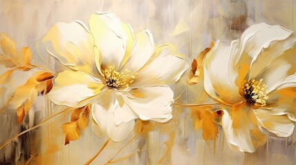 abstract background of golden volumetric flowers