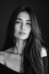 portrait of a beautiful woman with a long hair