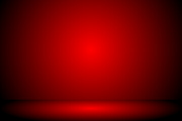 empty 3d studio room background in red gradient color,Smooth blur background like in a room with spot lights shining on the floor or on the stage,Vector illustration