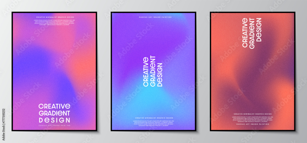 Poster gradient blurred backgrounds set with modern abstract colorful patterns graphic. design template col