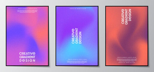 Gradient blurred backgrounds set with modern abstract colorful patterns graphic. Design template collection for cover and poster. Vector illustration