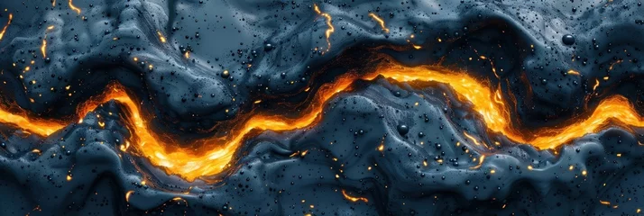Fotobehang Computer generated depiction of a mountain engulfed in flames © Tetiana