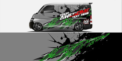 Vector Car Decal Wrap Design: Abstract Racing Stripe Background Kit for Vehicles, Race Cars, Rally, Adventure, and Livery