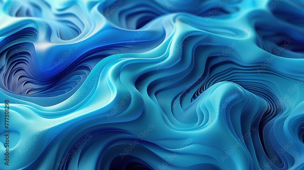 Poster blue abstract background with swirling wavy lines creating a dynamic pattern