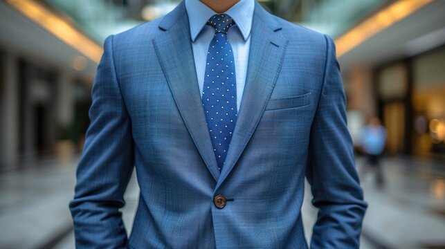 Professional man wearing a blue suit, looking sharp