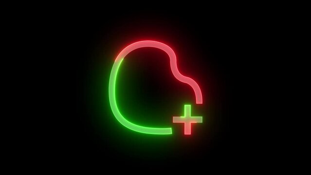 Neon free form clipping icon green red color glowing animated black background