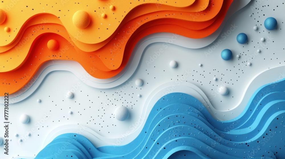 Aufkleber blue and orange waves intertwining in an abstract pattern