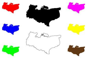 Kent (United Kingdom of Great Britain and Northern Ireland, England, Non-metropolitan county, shire county) map vector illustration, scribble sketch Kent map....
