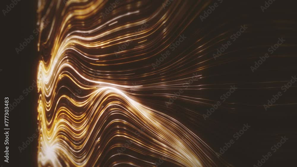 Poster gold streaming lines background/ animation of an abstract background of flowing and streaming light 