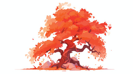 Abstract illustration of stylized tree. Autumn seas