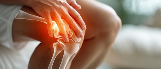 Joint pain caused by degenerative arthritis in art - obrazy, fototapety, plakaty