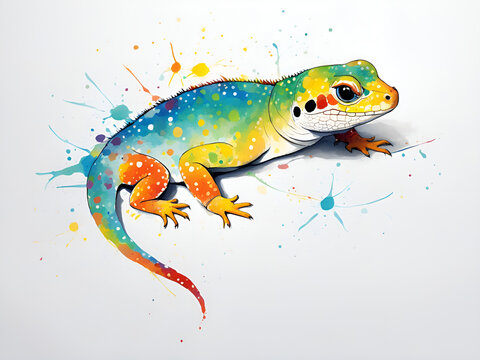 Painting renderings of colorful reptiles, lizards, and chameleons, as well as illustrations and picture books

