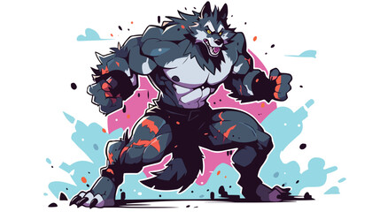 An illustration of a werewolf wolf man or wolf spor