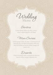 Elegant wedding menu design