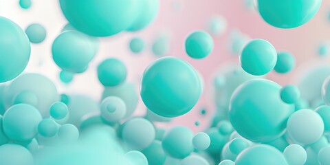 banner Abstract background, with 3D blue, turquoise spheres, balls on pink background, background for holiday, birthday, gender party, Tranquility, harmony of inner state, visual pleasure