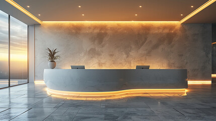 Front desk background, white minimalist --ar 16:9 --stylize 750