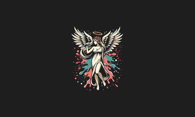 angel women with splash background vector artwork design